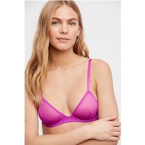 Free people purple pink mesh triangle unlined bra